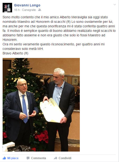 Nomina di Alberto a Maestro ad Honorem